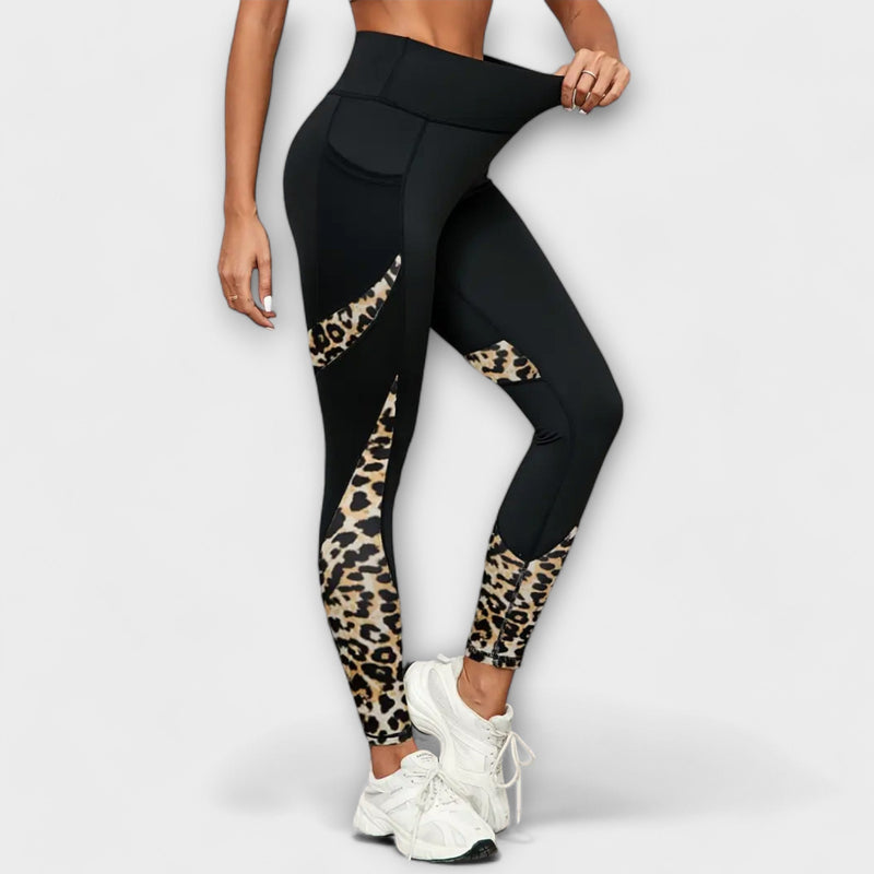 High waist training tights in leopard print