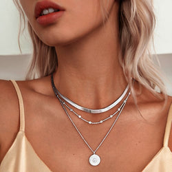 Silver triple necklace