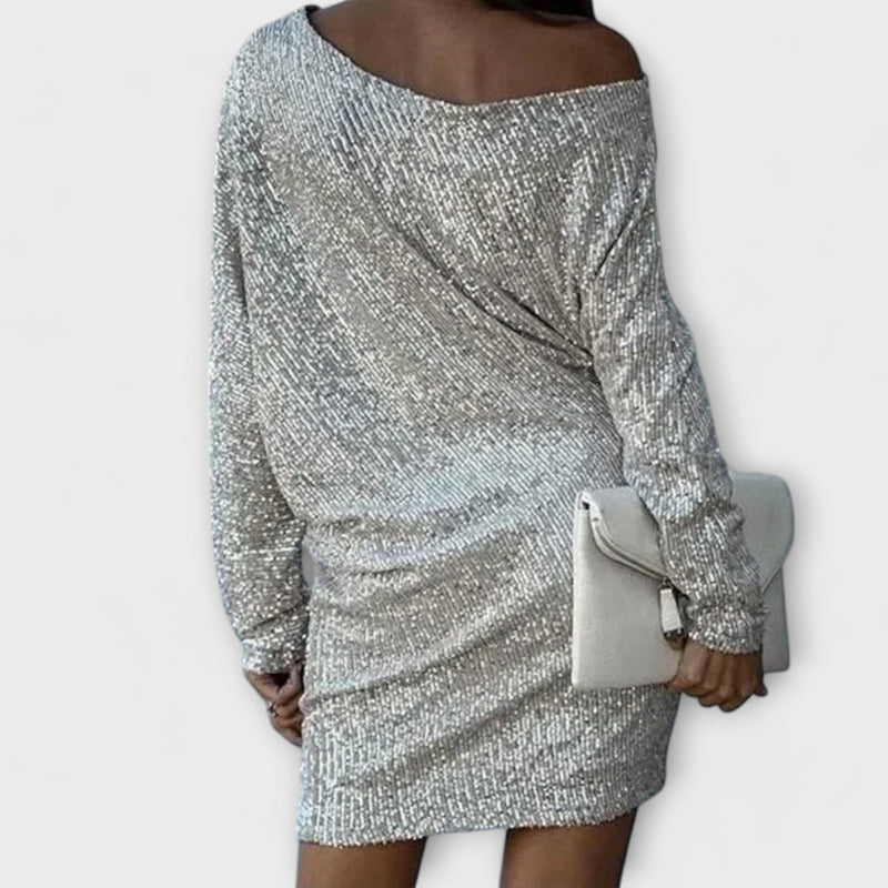 Party dress with sequins and contrast