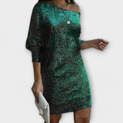 Party dress with sequins and contrast