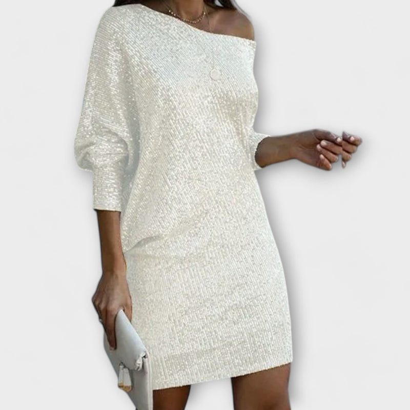 Party dress with sequins and contrast