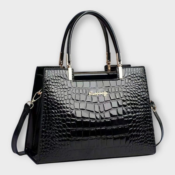 Flair. - Shiny crocodile leather pattern handbag