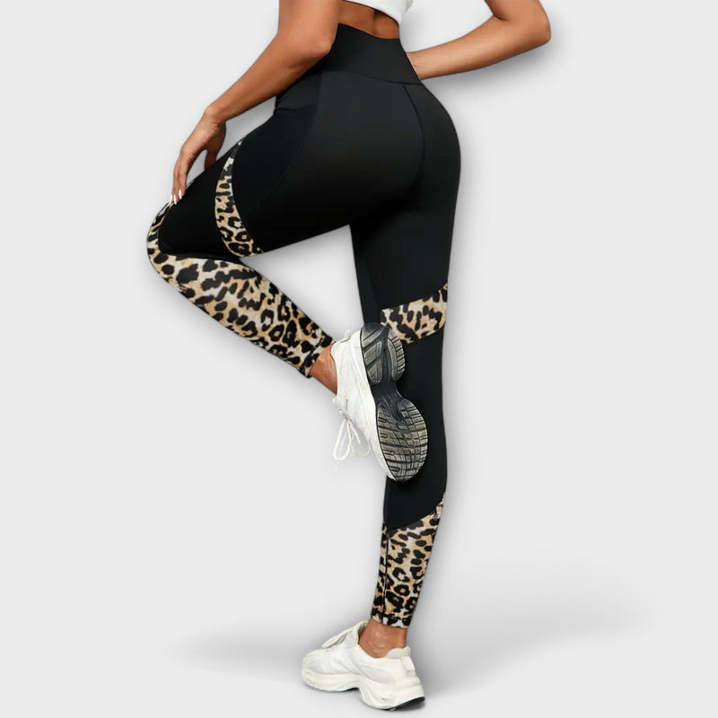 High waist training tights in leopard print