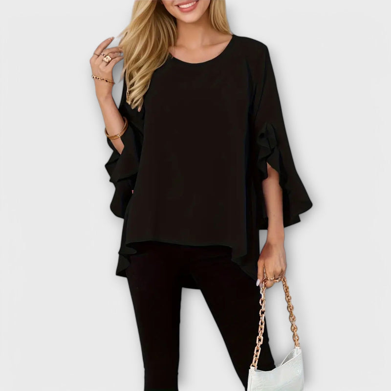 Aria - Spring blouse with a round neckline