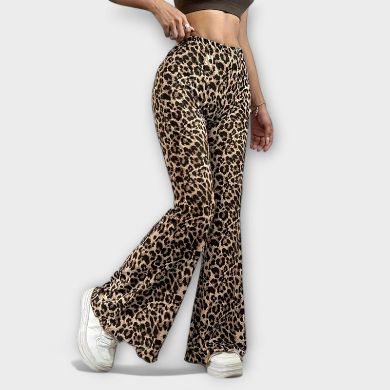 Leopard bootcut pants