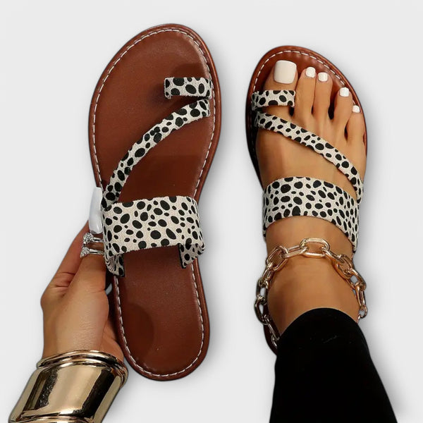 Leopard print flat slides