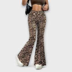 Leopard bootcut pants