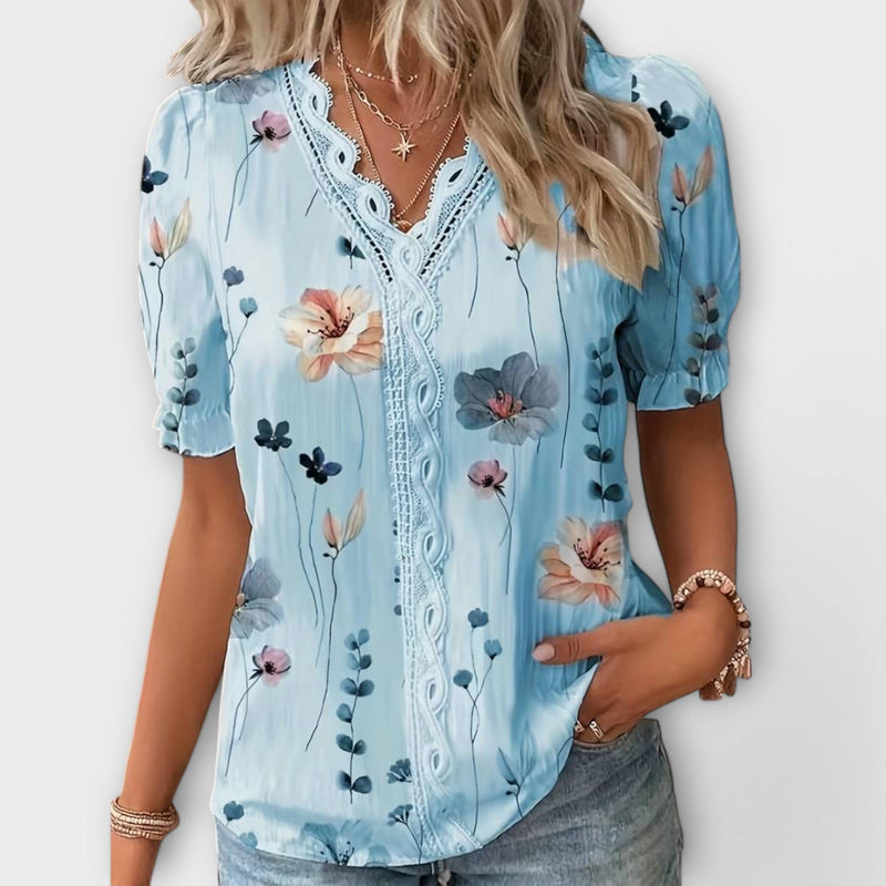 Emily - Stylish blouse with pointed neckline