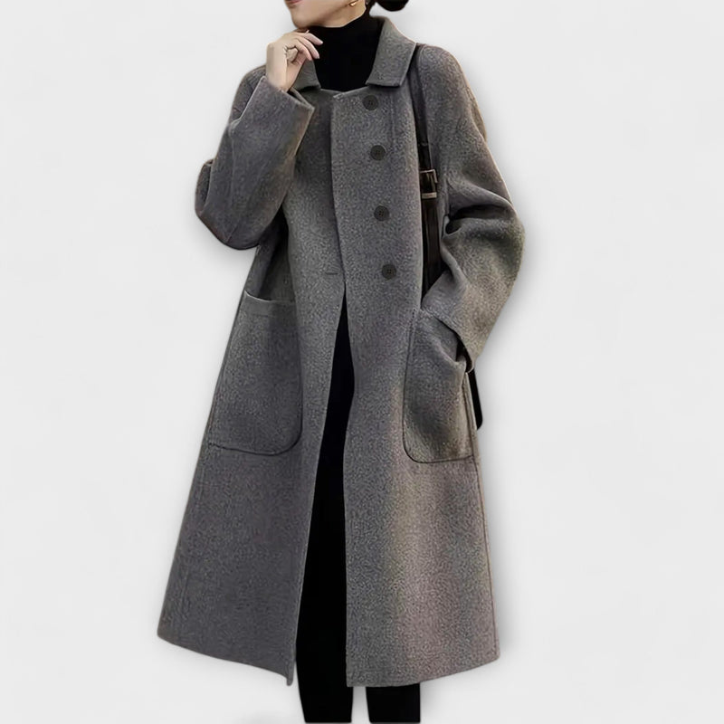 Elegant Thermal Double-Breasted Long Coat