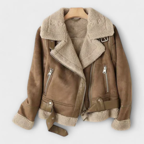 Suede Aviator Aurora Shearling Jacket