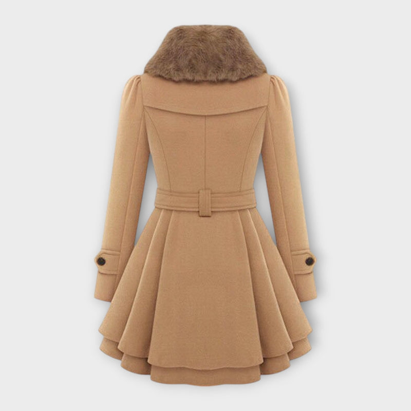 Emma - Elegant coat with faux fur collar