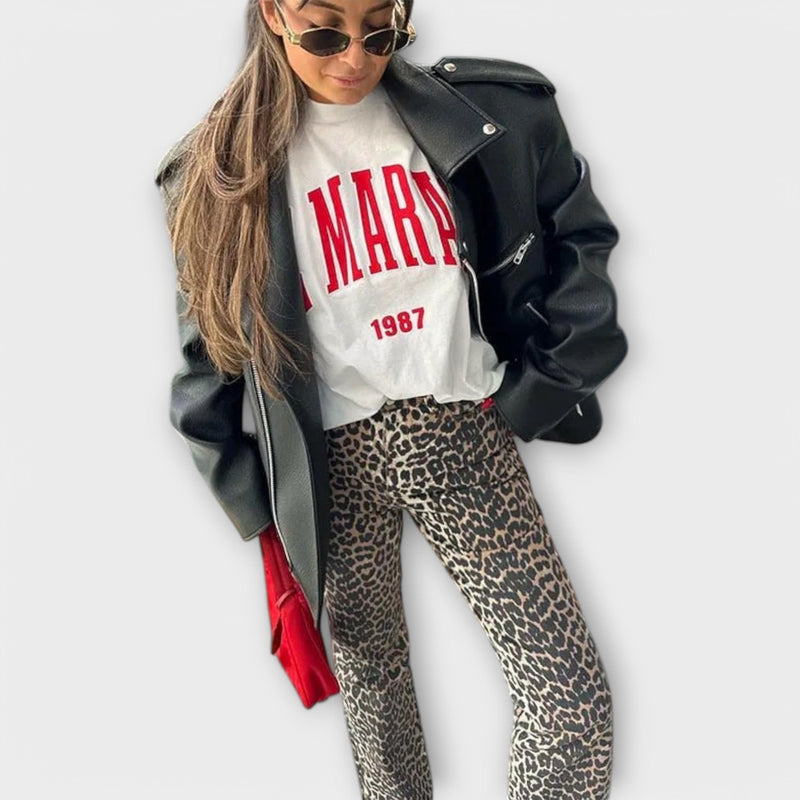 Chandra - Leopard print vintage jeans