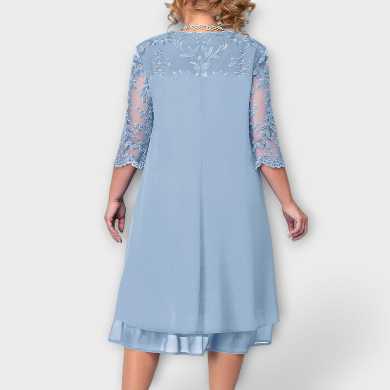 Oversized embroidered banquet dress