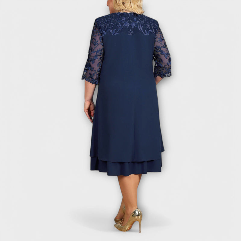 Oversized embroidered banquet dress