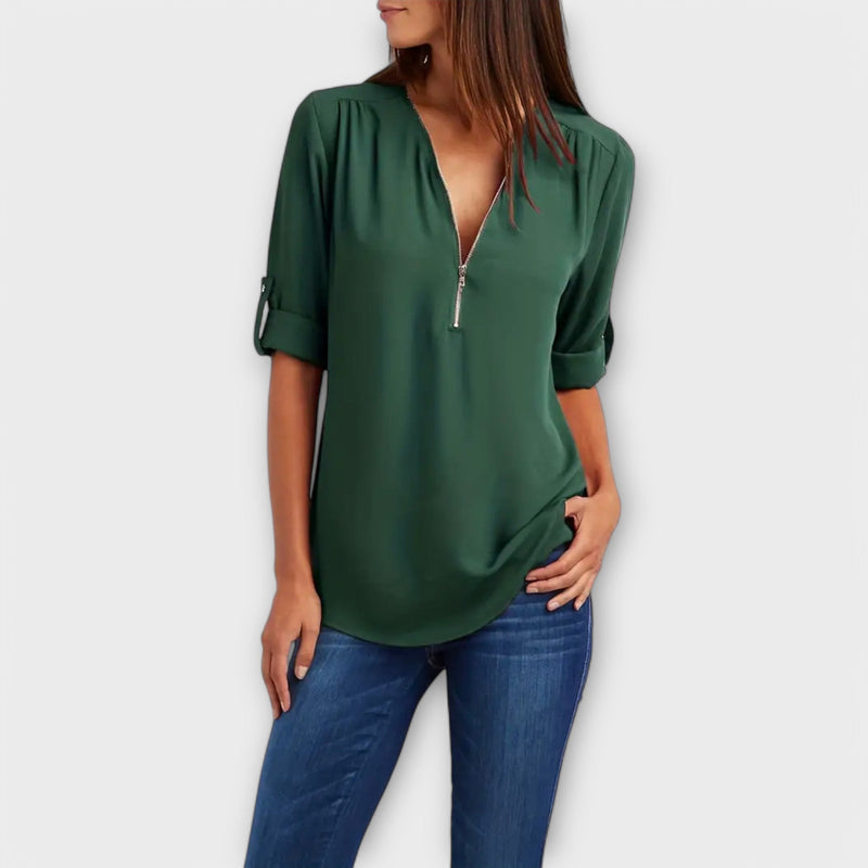 Olivia - Casual blouse with pointed neckline