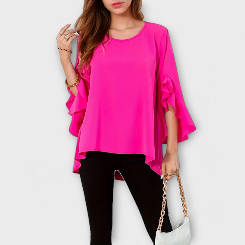 Aria - Spring blouse with a round neckline