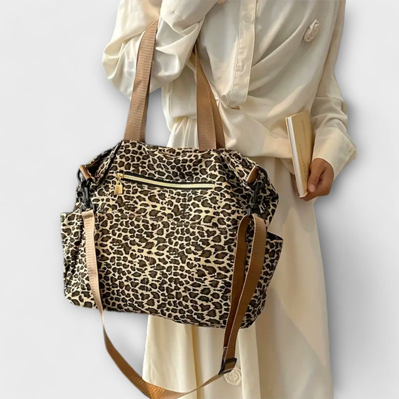 Flair. - Canvas crossbody bag in leopard print