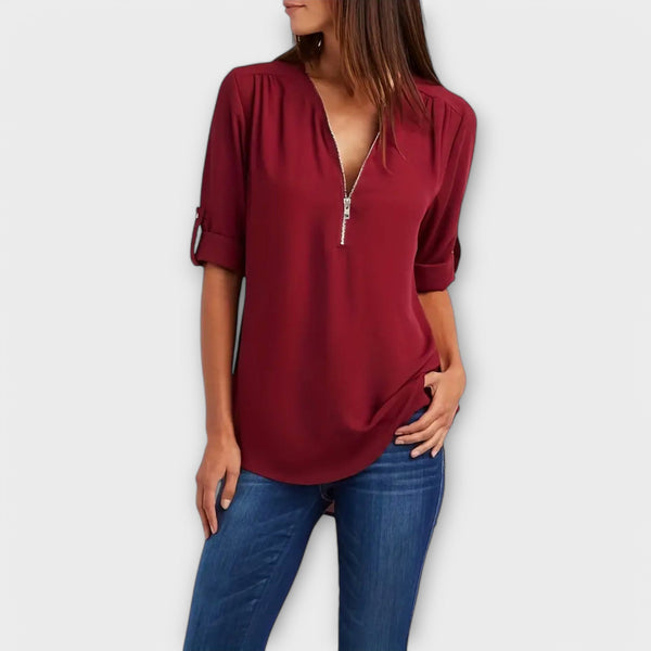 Olivia - Casual blouse with pointed neckline